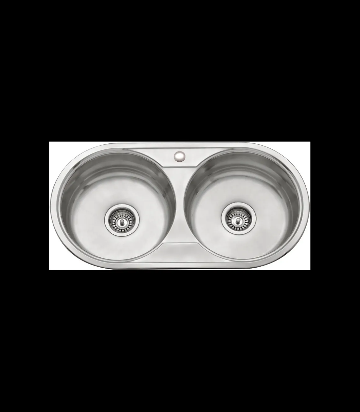 Fregadero de 2 senos en inox con orificio grifo de8444, 16cm(alto) 84cm(ancho) 44cm(largo)