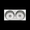 Fregadero de 2 senos en inox sin orificio grifo de8444, 16 cm(alto)84 cm(ancho)44 cm(largo)