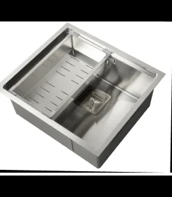 Fregadero de un seno en inox con bandeja Kenia 21,5 cm(alto) 44 cm(ancho) 44 cm(largo)