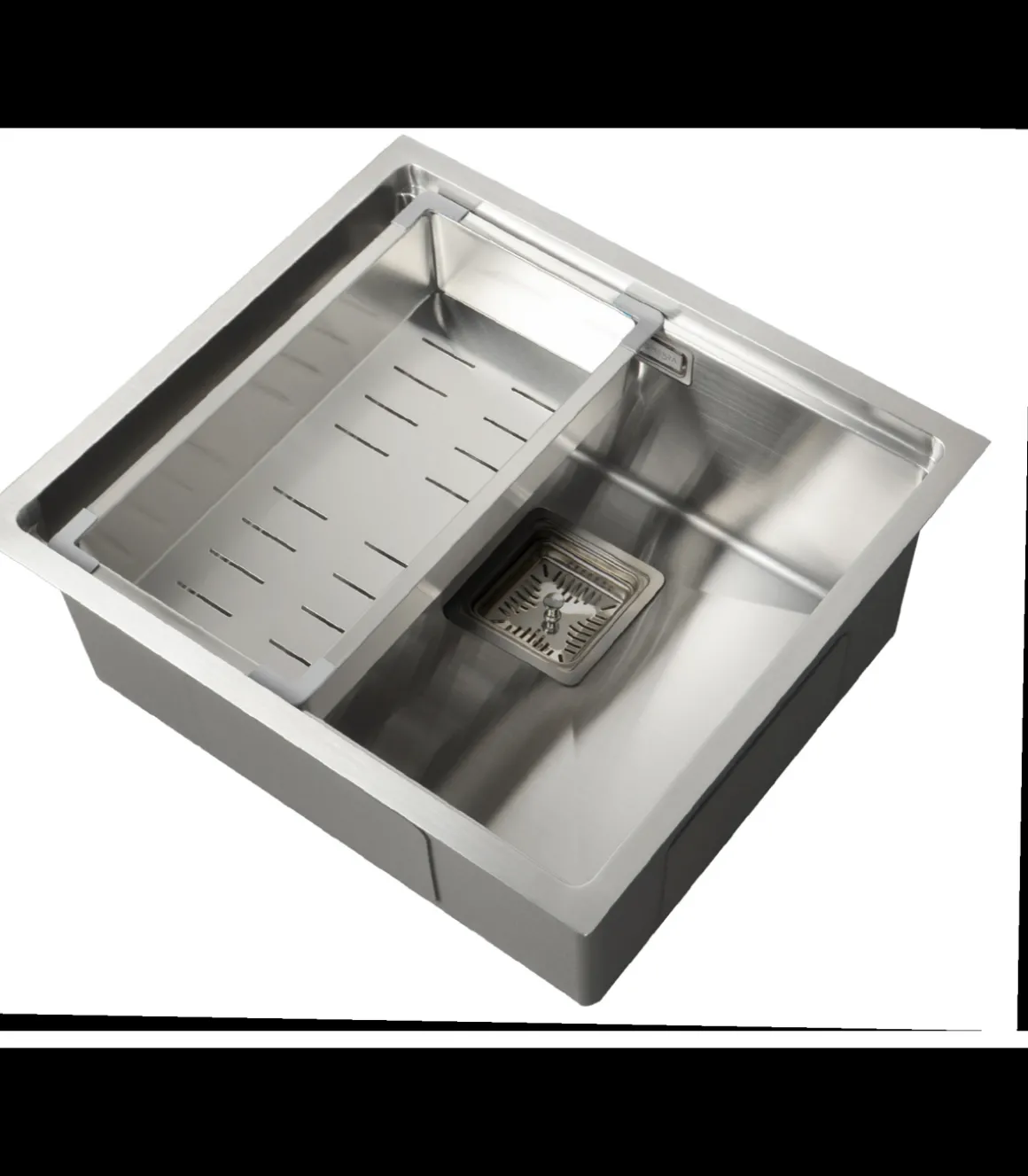 Fregadero de un seno en inox con bandeja Kenia 21,5 cm(alto) 44 cm(ancho) 44 cm(largo)