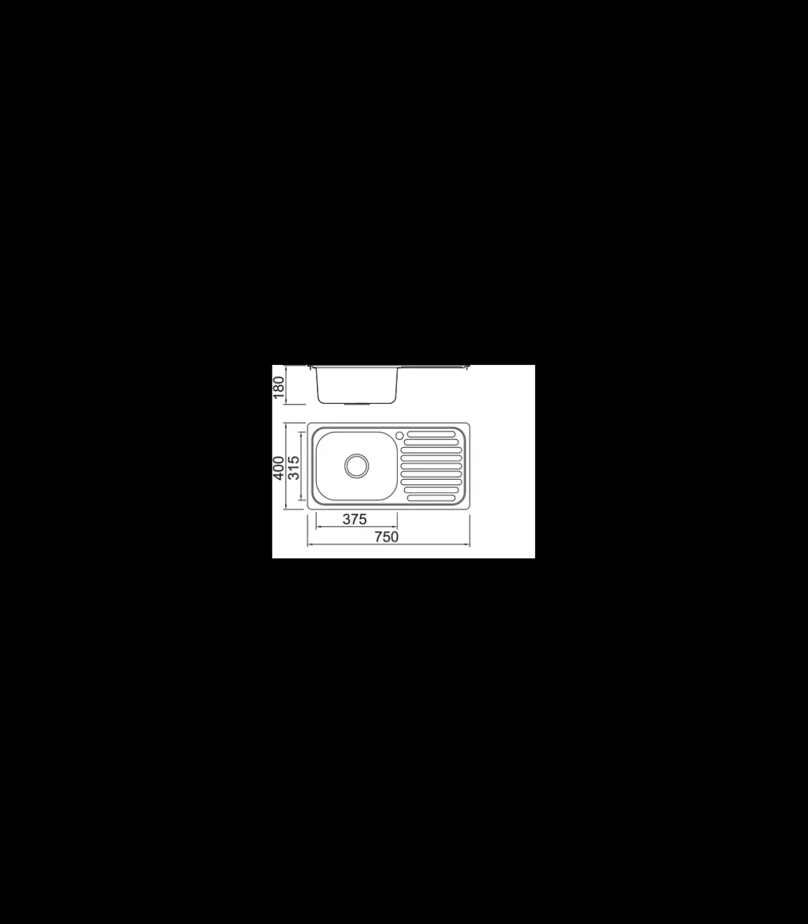 Fregadero Venezuela con orificio y con escurridor a la izquierda,18 cm(alto)75 cm(ancho)40 cm(largo)