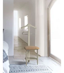 Galán 361 con asiento en beige herrajes cromado satinado lacado visón, 105 cm(alto)45 cm(ancho)41 cm(largo)