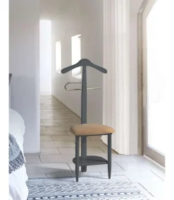 Galán 361 con asiento en beige herrajes cromado satinado lacado azabache, 105 cm(alto)45 cm(ancho)41 cm(largo)