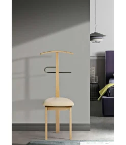 Galán 364 con asiento herrajes cromado satinado lacado en natural, 108 cm(alto)46 cm(ancho)44 cm(largo)
