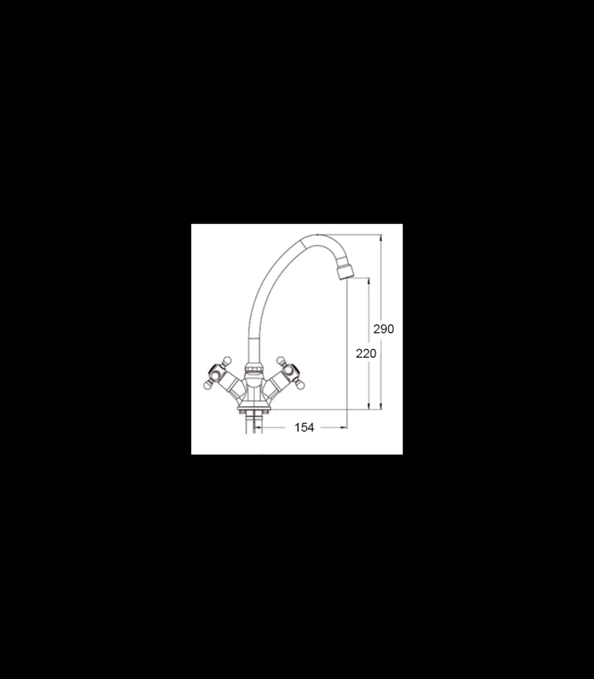 Grifo Monobloc Fregadero Atenas Curvo Cromo, 29cm(alto) 15.4cm(largo).