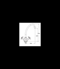 Grifo Monobloc Fregadero Atenas Curvo Bronce, 29cm(alto) 15.4cm(largo).