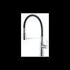 Grifo Monomando Fregadero Extraible Curvo Luna cromo/negro. 49cm(alto) 21.5cm(largo).