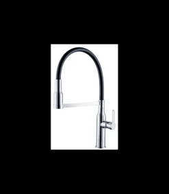Grifo Monomando Fregadero Extraible Curvo Luna cromo/negro. 49cm(alto) 21.5cm(largo).
