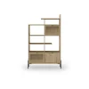 Librería 3 puertas y estantes India acabado roble/negro, 160cm(alto) 99.4cm(ancho) 29.5cm(largo).