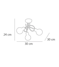 Lámpara a techo 3 luces Vera niquel satinado 24cm(alto) 30cm(ancho) 30cm(largo)