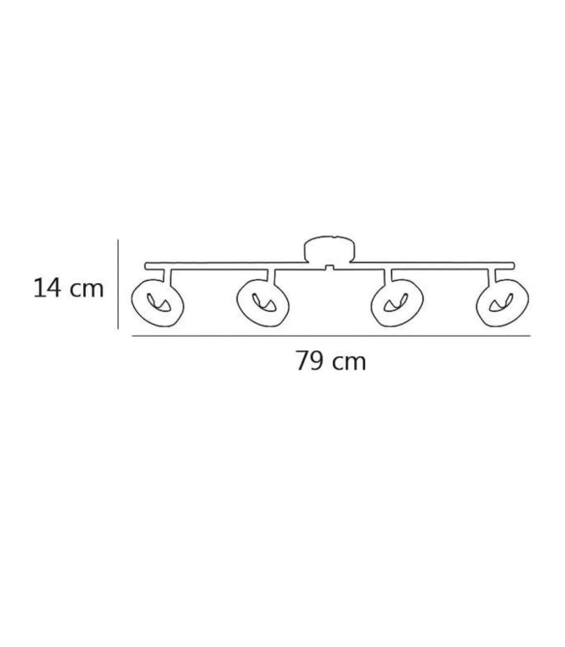 Lámpara de 4 luces alargada modelo Cedro acabado cromado 9 cm(alto)82 cm(ancho)11 cm(largo).