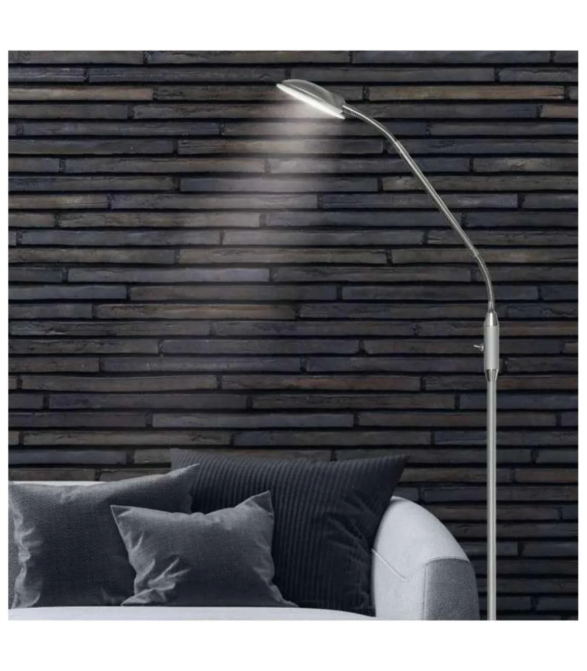 Lámpara de pie led modelo Denis acabado plata 165 cm(alto) 23 cm(ancho) 43 cm(fondo