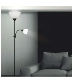 Lámpara de pie negro modelo Milo 2 luces 180 cm(alto) 50 cm(ancho)25 cm(fondo