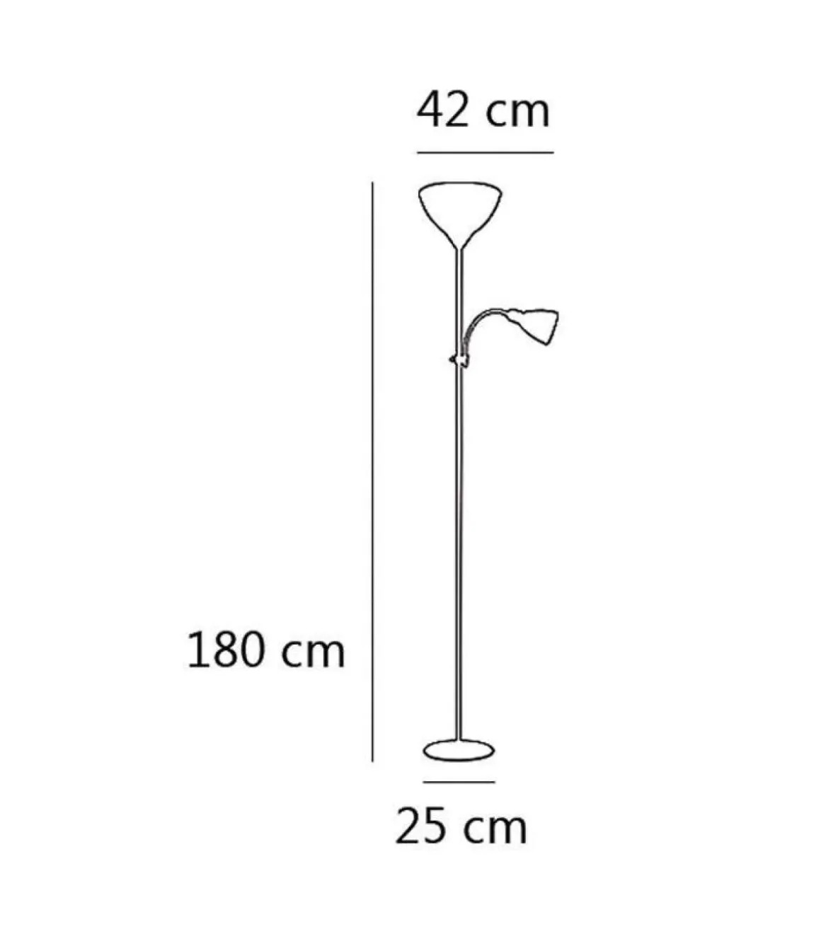 Lámpara de pie plata modelo Milo 2 luces 180 cm(alto) 50 cm(ancho)25 cm(fondo