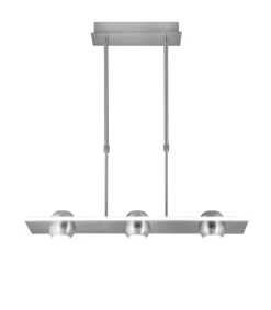 Lámpara lineal 3 luces modelo Fanton acabado niquel satinado 65 cm(alto) 64 cm(ancho) 12 cm (fondo).