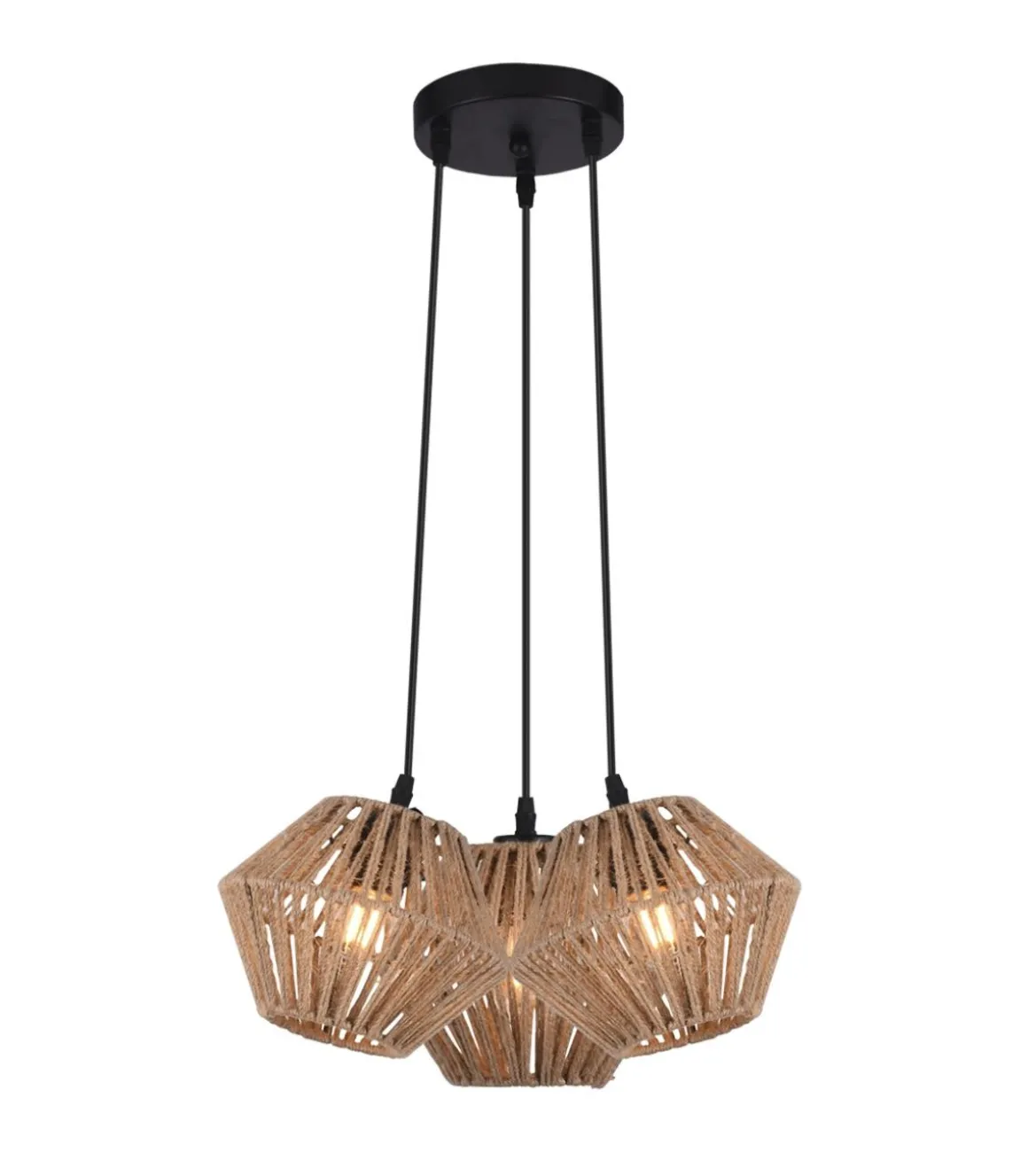 Lámpara 3 luces modelo Burt acabado natural 50cm(alto) 43cm(ancho) 43cm(largo)