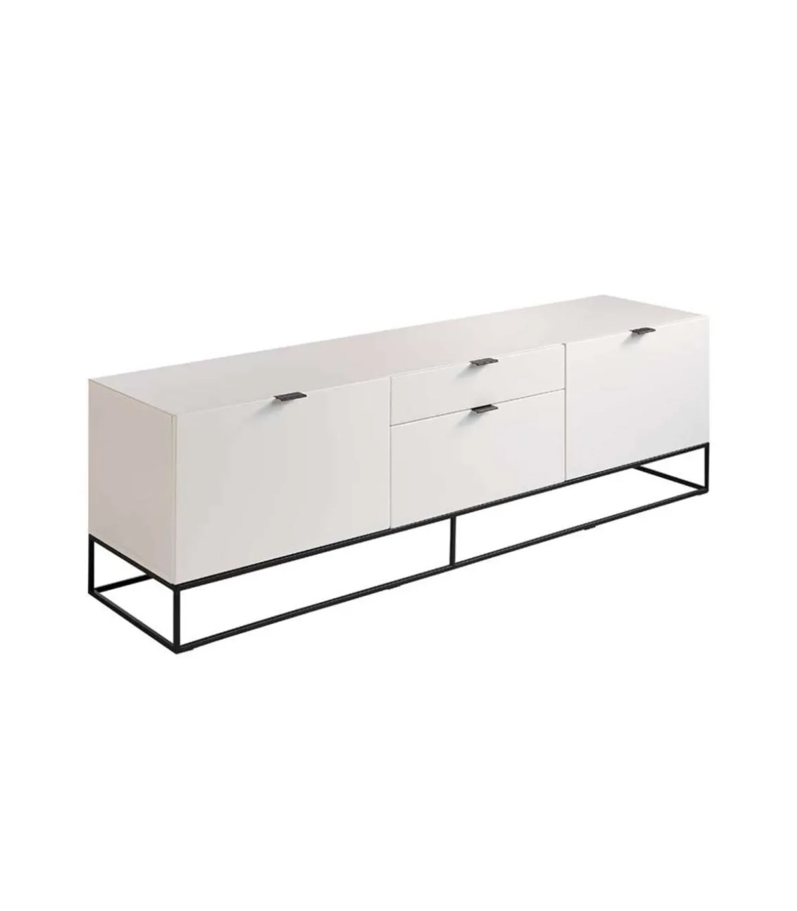 Módulo TV lacado en blanco Amaia, 180 x 45 x 53 cm (largo x ancho x alto)