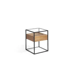 Mesa auxiliar chapado en nogal Arlet, 43 x 43 x 54 cm (alto x ancho x alto)