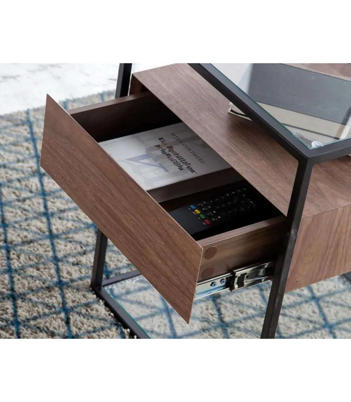 Mesa auxiliar chapado en nogal Arlet, 43 x 43 x 54 cm (alto x ancho x alto)