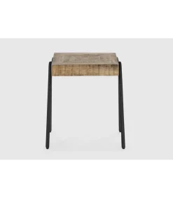 Mesa auxiliar de rincón modelo Aaron acabado madera de mango natural, 40cm(alto) 80cm(ancho) 80cm(fondo).