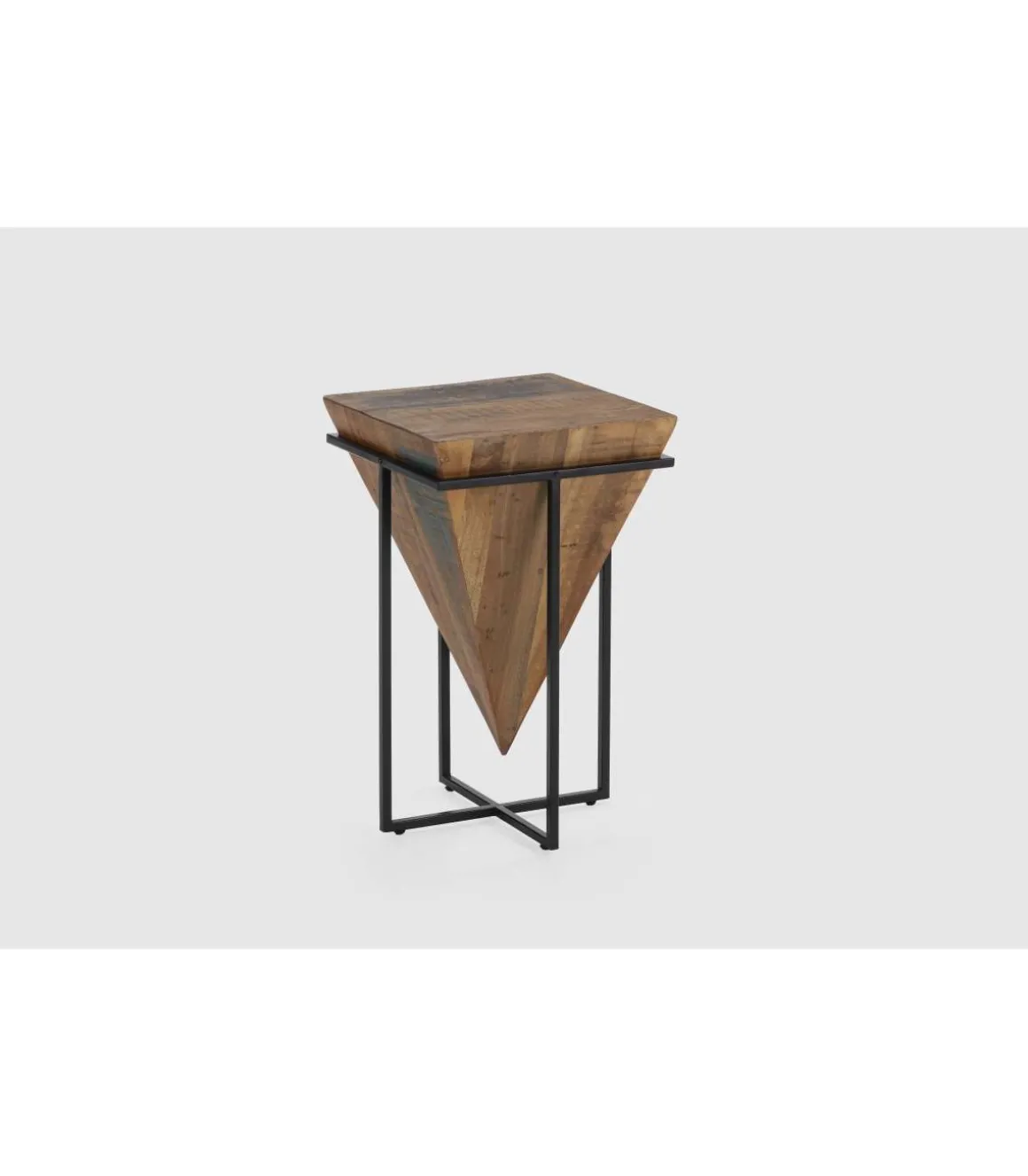 Mesa auxiliar de rincón modelo Avila-68 en madera acabado natural, 68cm(alto) 42cm(ancho) 42cm(fondo).