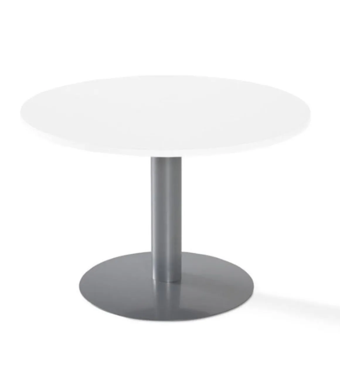 Mesa Carving para reunión o estudio redonda acabado blanco, 72 cm(alto)110 cm(ancho).