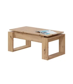 Mesa centro Caspe elevable acabado roble nordish. Medidas: 105 cm (Ancho) x 55 cm (Fondo) x 45 cm (Alto)