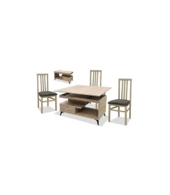 Mesa centro convertible en mesa de comedor acabado cambrian, 64cm(alto) 113cm(ancho) 58/116cm(largo)