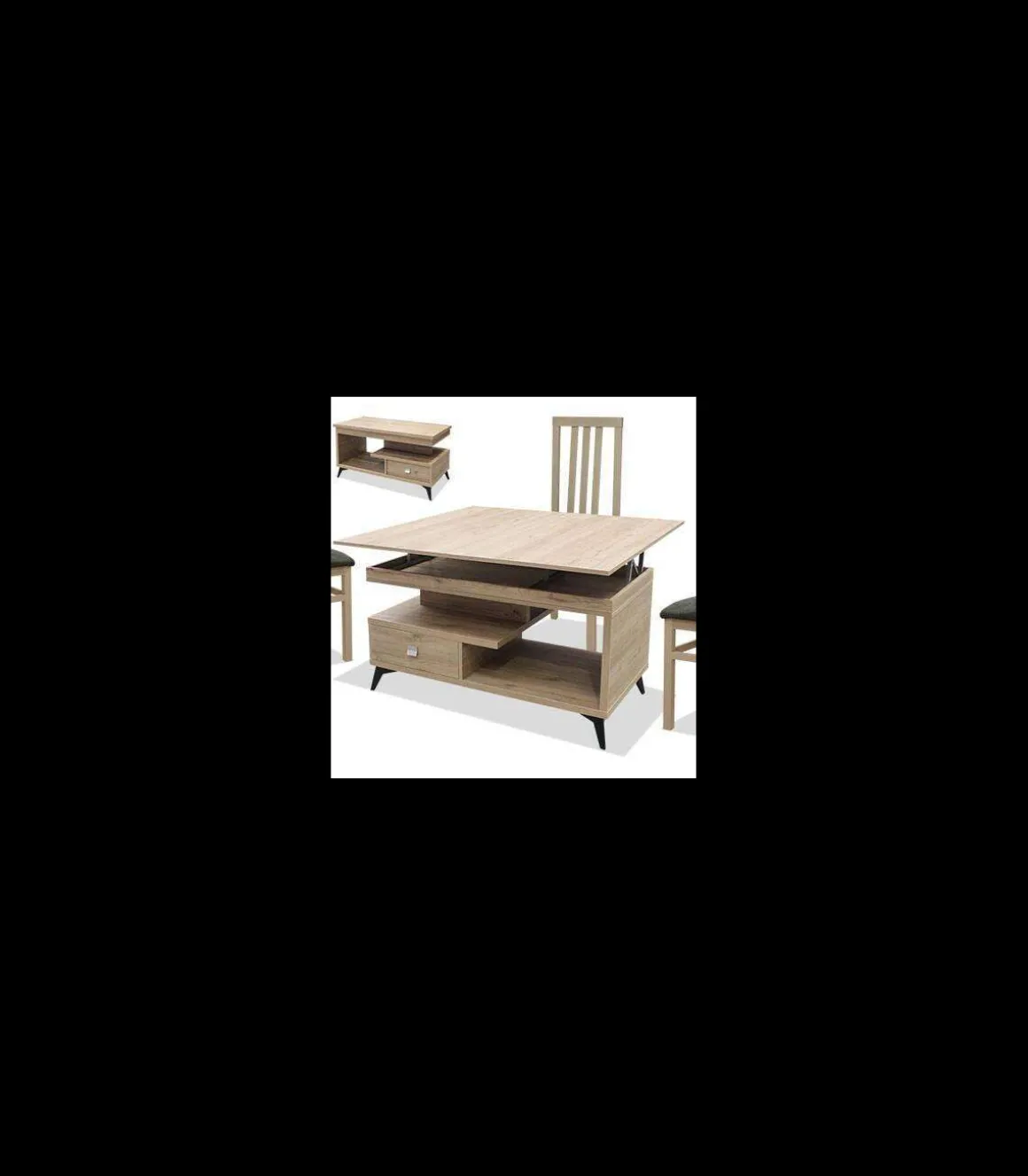 Mesa centro convertible en mesa de comedor acabado cambrian, 64cm(alto) 113cm(ancho) 58/116cm(largo)