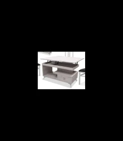 Mesa centro convertible en mesa de comedor acabado blanco artico, 64cm(alto) 113cm(ancho) 58/116cm(largo)