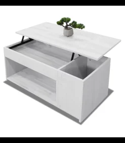 Mesa centro elevable acabado blanco polar, 46cm(alto) 102cm(ancho) 55cm(largo)