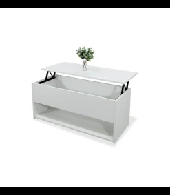 Mesa centro elevable acabado blanco, 50cm(alto) 108cm(ancho) 50cm(largo)