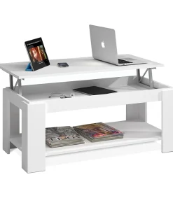 Mesa centro elevable Arboleas en acabado blanco artik 43/54 cm(alto)102 cm(ancho)50 cm(largo)