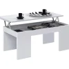 Mesa centro elevable Lijar en blanco brillo 43-55 cm(alto)100 cm(ancho)50 cm(largo)