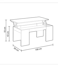 Mesa centro elevable Lijar en roble canadian 43-55 cm(alto)100 cm(ancho)50 cm(largo)