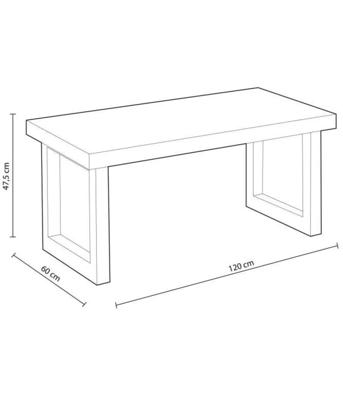 Mesa centro elevable Loft color roble American estructura en negra 47,5 cm(alto)120 cm(ancho)60 cm(fondo).