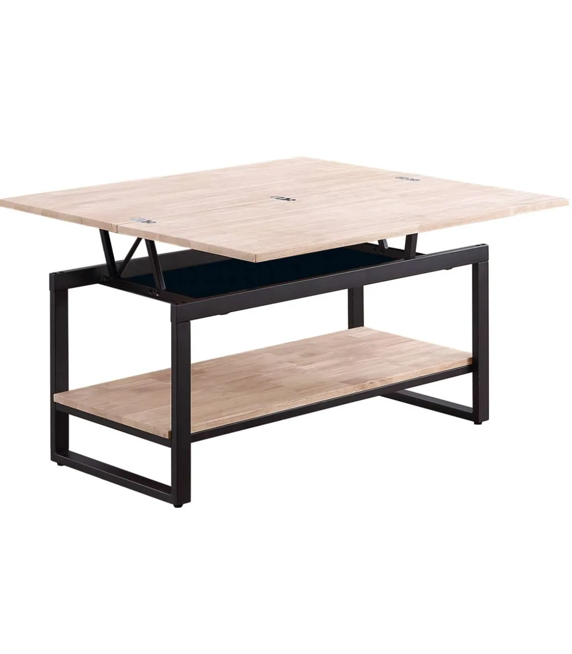 Mesa centro elevable y extensible Steve acabado roble nordish y negro, 47 cm(alto)100 cm(largo) 45-90 cm(ancho)