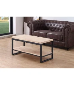 Mesa centro elevable y extensible Steve acabado roble nordish y negro, 47 cm(alto)100 cm(largo) 45-90 cm(ancho)