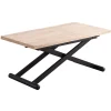 Mesa centro elevable y extensible Natural acabado roble patas negras, 57-114 cm(fondo) 110/114 cm (ancho) 49/76(alto).