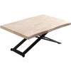 Mesa centro elevable Zoe tapa con forma acabado roble nordish/negro, 120cm (largo) 80cm (ancho) 49/79cm (alto).