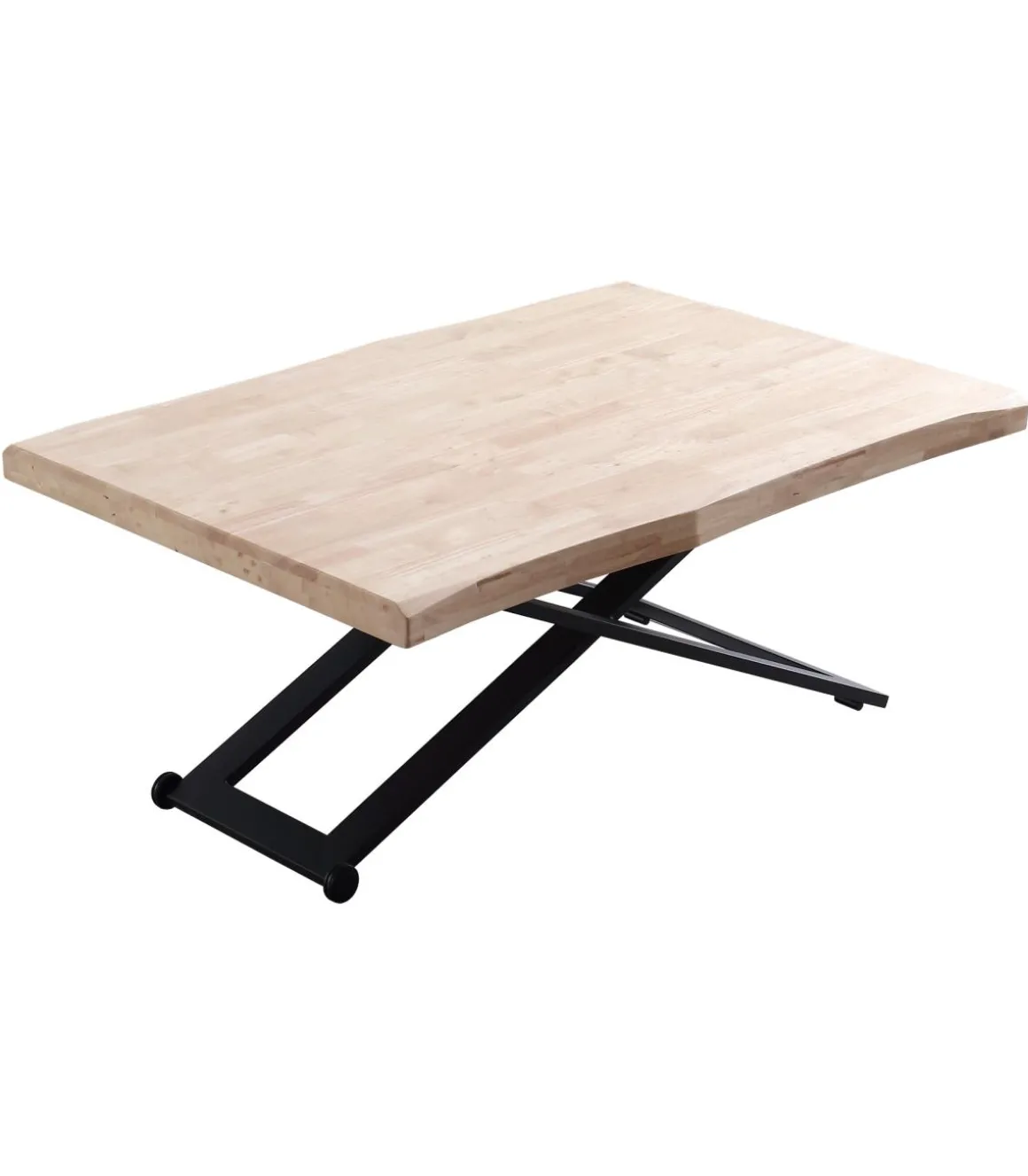 Mesa centro elevable Zoe tapa con forma acabado roble nordish/negro, 120cm (largo) 80cm (ancho) 49/79cm (alto).