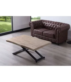 Mesa centro elevable Zoe tapa con forma acabado roble honey/negro, 120cm (largo) 80cm (ancho) 49/79cm (alto).