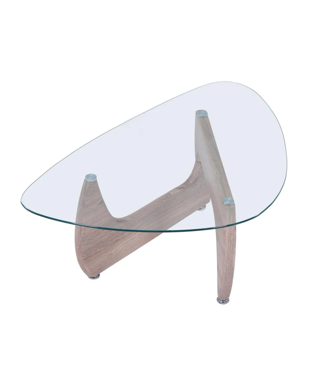 Mesa centro Leyna para salón acabado roble y cristal 40 cm(alto)110 cm(ancho)70 cm(largo)