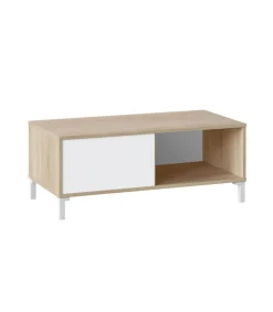 Mesa centro modelo Luna acabado roble/blanco. Medidas: 100 cm (Ancho) x 50 cm (Fondo) x 40 cm (Alto)