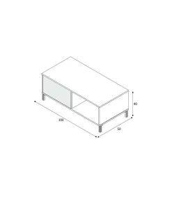 Mesa centro modelo Luna acabado roble/blanco. Medidas: 100 cm (Ancho) x 50 cm (Fondo) x 40 cm (Alto)
