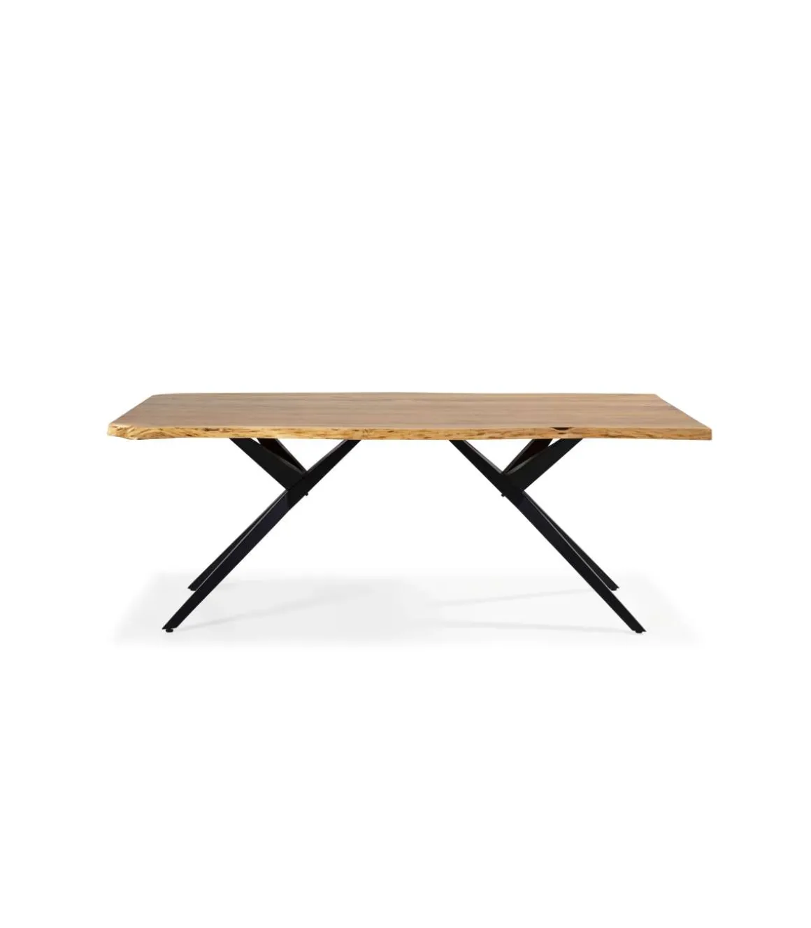 Mesa comedor rectangular Leonor en acabado acacia/negro, 76cm(alto) 200cm(ancho) 100cm(largo)