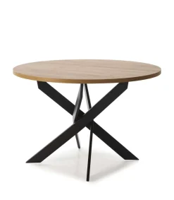 Mesa comedor redonda ALEJANDRO acabado natural/negro, 77cm(alto) 120cm(ancho) 120cm(largo)