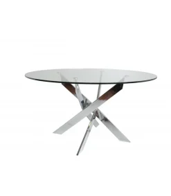 Mesa comedor redonda Rota acabado cromado, 120 cm(ancho) 76 cm(alto).