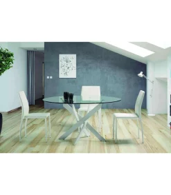 Mesa comedor redonda Rota acabado blanco, 120 cm(ancho) 76 cm(alto).