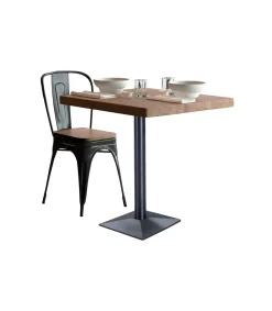 Mesa cuadrada Bar Moss acabado roble oscuro/negro, 74cm(alto) 60cm(ancho) 60cm(largo)